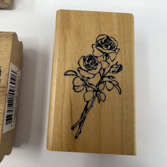 Spring Rubber Stamp Lot Flowers Floral Cluster Grapes Rain Sun Pansy Rose Bird - Picture 6 of 16